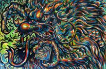 Rainbow Dragon, 2'x3', acrylic on canvas